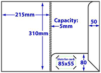 diagram of A4 5mm capacity interlocking folder with business card slots