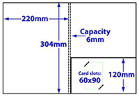 diagram of A4 6mm capacity folder with glued pocket and slots for business card